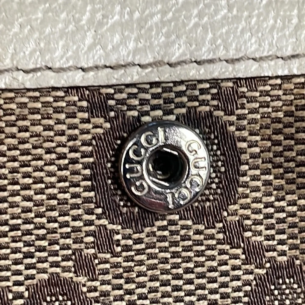 Gucci Monogram GG Logo Canvas Long Continental Wallet White Leather Trim Bolt - Picture 11 of 16